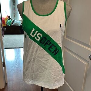 NWT Polo by Ralph Lauren White and Green US Open Tennis Tank - XL